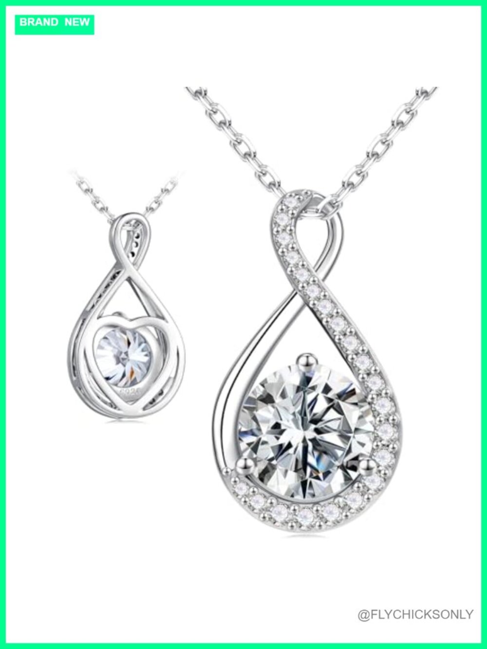 Infinity Moissanite Pendant Necklace 925 Sterling Silver